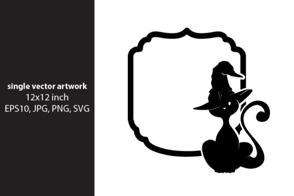 Black Cat Frame - Single Vector Artwork: A Versatile Digital Design for Creative Projects