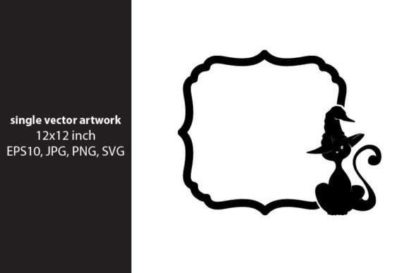 Black Cat Frame, Vector Artwork