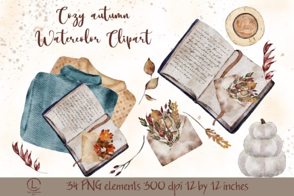 Cozy Fall Watercolor Clipart PNG