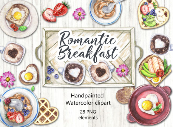 Enhancing Creativity with Romantic Breakfast Watercolor Clipart