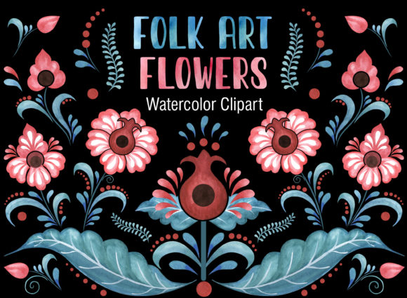 Folk Art Floral Watercolor Clipart: A Versatile Creative Resource