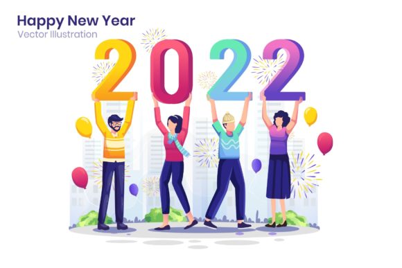 Happy New Year Flat Illustration: A Versatile Design Asset for Modern Projects