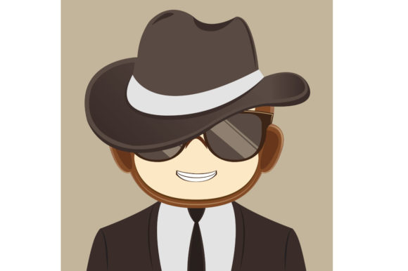 Mrs Monkey with a Hat and a Suit Cartoon