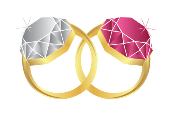 Pink and Grey Diamonds Golden Rings: A Versatile Design Resource