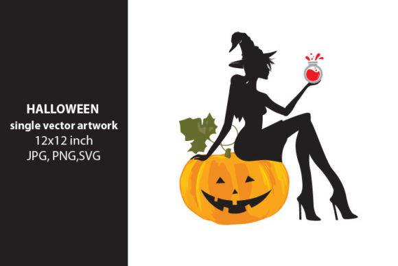 Pumpkin and Beautiful Witch Art