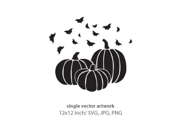 Pumpkins and Bats Vector Art