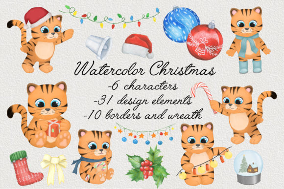 Set Christmas Illustration, Watercolor: A Creative Resource for All