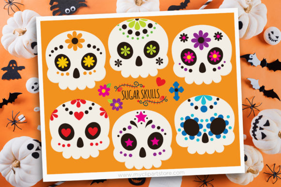 Sugar Skulls Clipart Day of the Dead