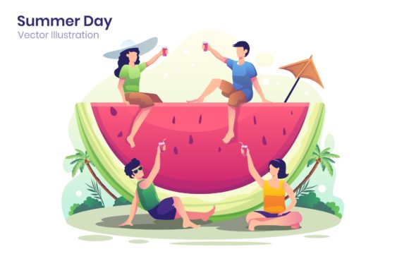 Summer Day Flat Illustration: A Visual Escape for Modern Design