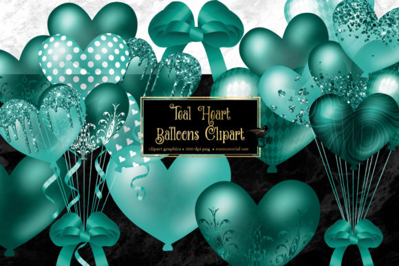 Teal Heart Balloons Clipart: A Versatile Digital Design Resource