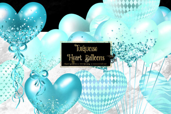 Turquoise Heart Balloons Clipart: A Versatile Digital Design Resource