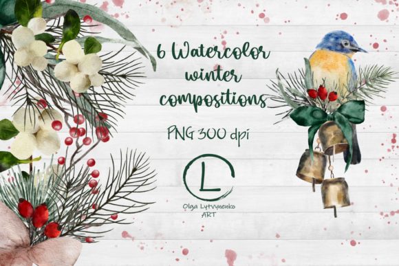 Vintage Watercolor Winter Compositions for Creative Workflows