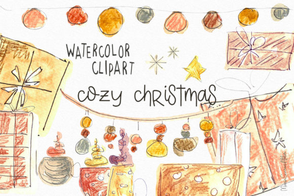 Watercolor Christmas Ornaments Clipart
