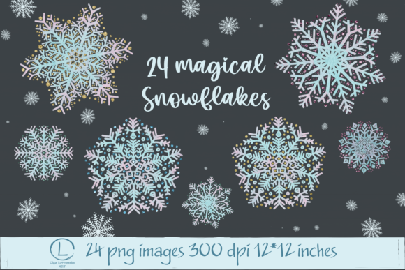 Watercolor Glitter Snowflakes Clipart: A Versatile Winter Design Resource