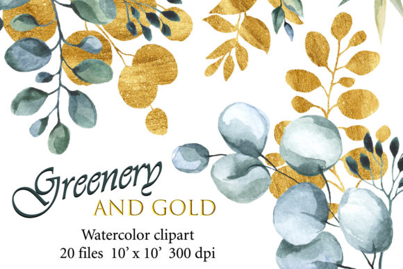 Watercolor Greenery and Gold Clipart: A Versatile Tool for Creative Projects