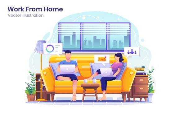 Work from Home Flat Illustration: A Modern Solution for Remote Work Design