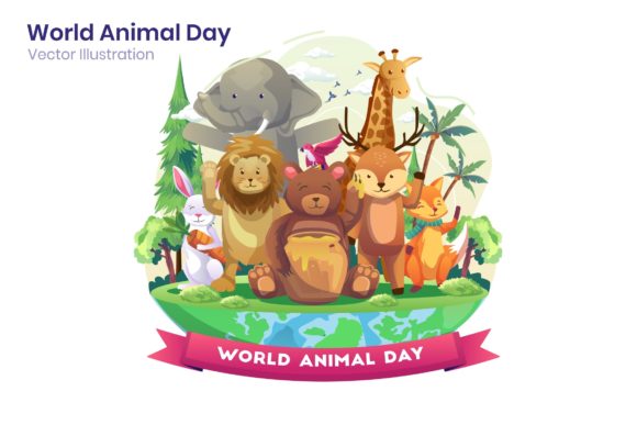 World Animal Day Flat Illustration: A Creative Tool for Modern Designers